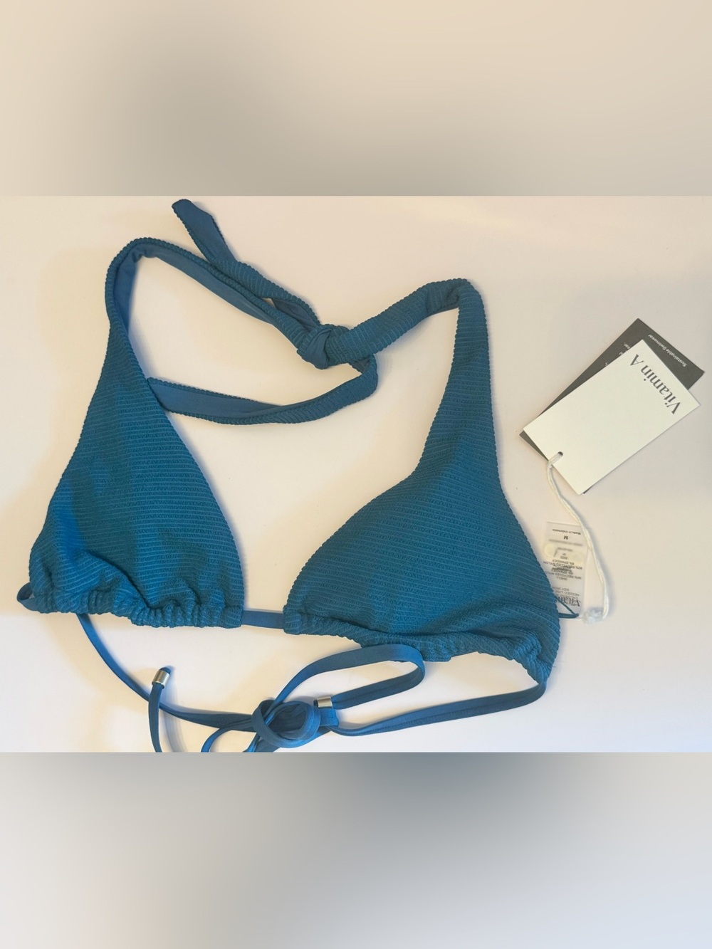 Vitamin A Teal Triangle Halter Bikini Top new size medium